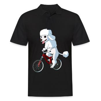 Hund Pudel auf einem Fahrrad - Männer Poloshirt - Schwarz - Vorne - Kai (181cm)