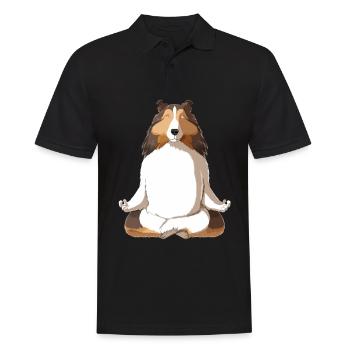 Yoga Sheltie Shetland Sheepdog - Polo Homme - noir - Devant - Kai (181cm)
