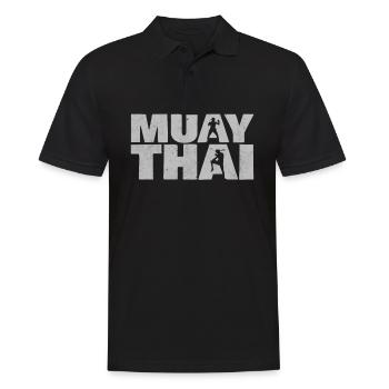 Muay Thai Geschenk für Thai Boxer Kampfsportler - Männer Poloshirt - Schwarz - Vorne - Kai (181cm)