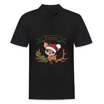 Cute Christmas Reindeer Christmas Santa Claus - Men's Polo Shirt - black - Front - Kai (181cm)