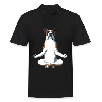 Yoga Boxer Dog - Men's Polo Shirt - black - Front - Kai (181cm)