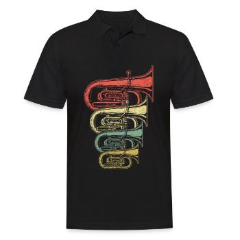 Retro Tuba - Männer Poloshirt - Schwarz - Vorne - Kai (181cm)