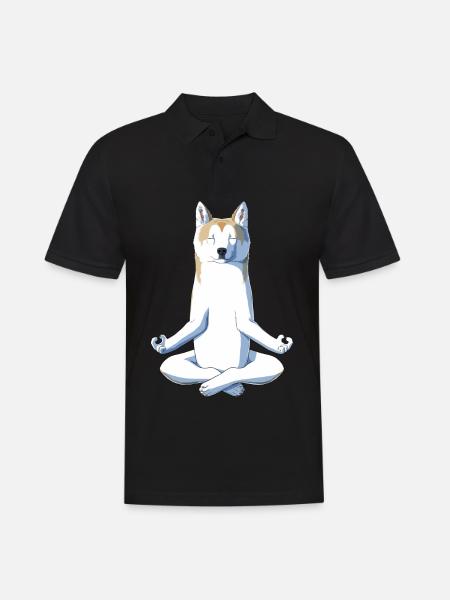 Yoga Akita Dog - Men's Polo Shirt - black