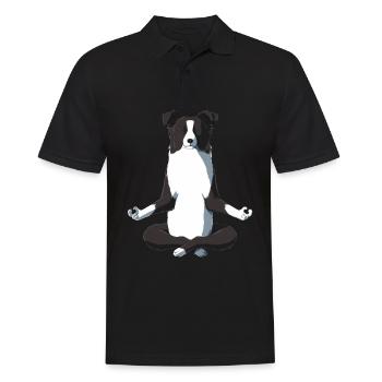 Yoga Border Collie - Männer Poloshirt - Schwarz - Vorne - Kai (181cm)