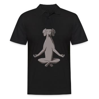 Yoga Weimaraner Hund - Männer Poloshirt - Schwarz - Vorne - Kai (181cm)