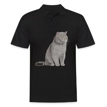 Britannique Cheveux courts chat - Polo Homme - noir - Devant - Kai (181cm)