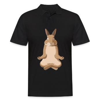 Meditation Hase - Männer Poloshirt - Schwarz - Vorne - Kai (181cm)