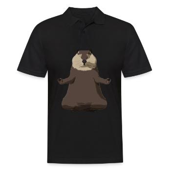 Biber Meditation - Männer Poloshirt - Schwarz - Vorne - Kai (181cm)