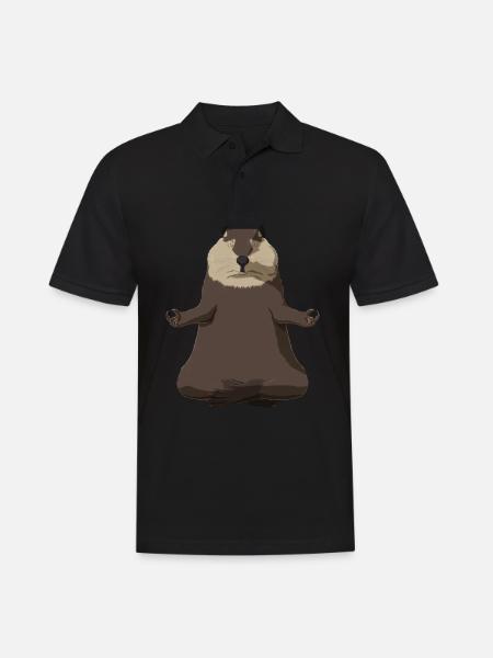 Biber Meditation - Männer Poloshirt - Schwarz