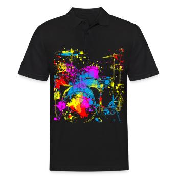 Schlagzeug Musiker Geschenk für Schlagzeuger - Männer Poloshirt - Schwarz - Vorne - Kai (181cm)
