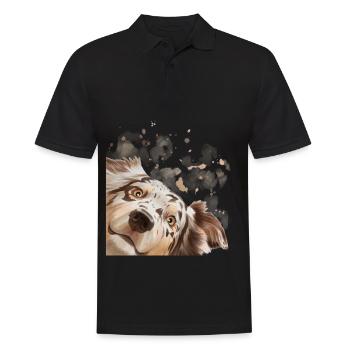 Chien Curieux Australian Shepherd chien - Polo Homme - noir - Devant - Kai (181cm)