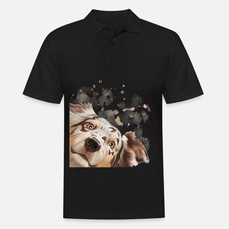 Hund Neugieriges Australian Shepherd Hund - Männer Poloshirt - Schwarz