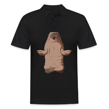 Yoga Walross - Männer Poloshirt - Schwarz - Vorne - Kai (181cm)