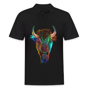 Splash Bison - Männer Poloshirt - Schwarz - Vorne - Kai (181cm)