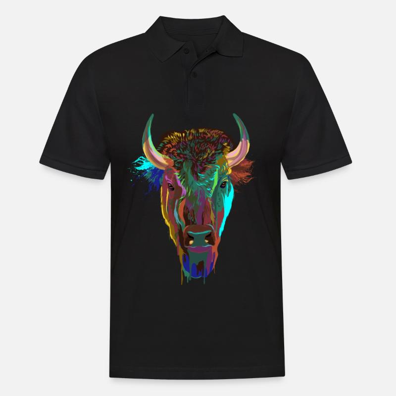 Splash Bison - Männer Poloshirt - Schwarz