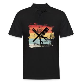Coiffeur rétro cadeau pour les coiffeurs - Polo Homme - noir - Devant - Kai (181cm)