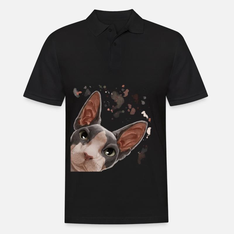 Neugierige Sphynx Katze - Männer Poloshirt - Schwarz