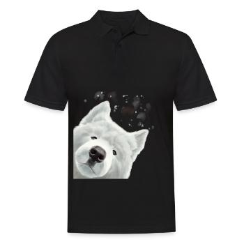 Curious Samoyed Dog - Men's Polo Shirt - black - Front - Kai (181cm)