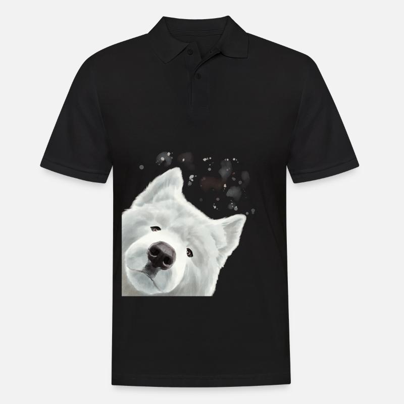 Neugieriges Samojede Hund - Männer Poloshirt - Schwarz