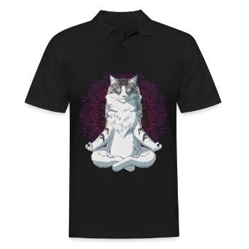 Norwegische Waldkatze Meditation - Männer Poloshirt - Schwarz - Vorne - Kai (181cm)