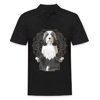 Bearded Collie chien méditation - Polo Homme - noir - Devant - Kai (181cm)