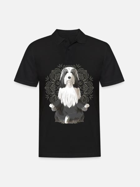 Bearded Collie Dog meditate - Men's Polo Shirt - black