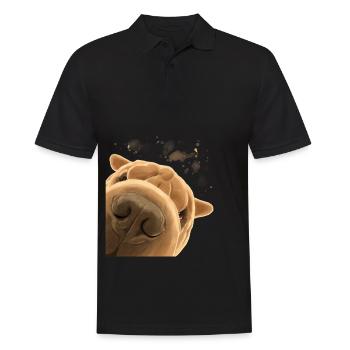 Neugieriger Shar Pei Hund - Männer Poloshirt - Schwarz - Vorne - Kai (181cm)