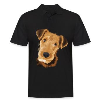 Airedale Terrier Hund - Männer Poloshirt - Schwarz - Vorne - Kai (181cm)