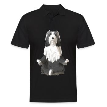 Bearded Collie chien méditation - Polo Homme - noir - Devant - Kai (181cm)