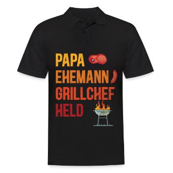 Papa Ehemann Grillchef Held - Grill Party Barbecue - Männer Poloshirt - Schwarz - Vorne - Kai (181cm)