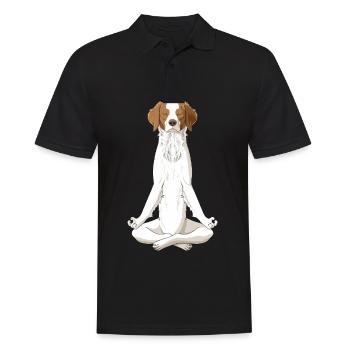 Meditierender Epagneul Breton Hund - Männer Poloshirt - Schwarz - Vorne - Kai (181cm)