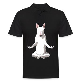Meditierender Bullterrier Hund - Männer Poloshirt - Schwarz - Vorne - Kai (181cm)