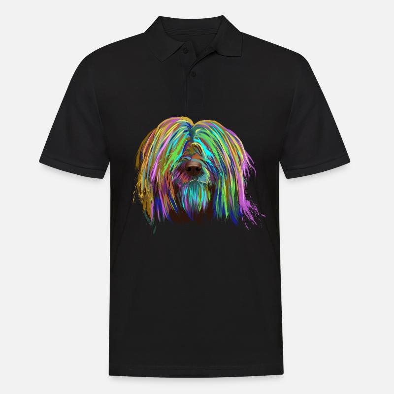 Farbiger Briard Hund - Männer Poloshirt - Schwarz