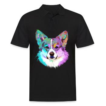 Colored Corgi Dog - Men's Polo Shirt - black - Front - Kai (181cm)