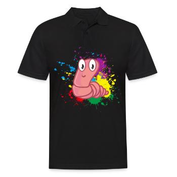Farbiger Wurm - Männer Poloshirt - Schwarz - Vorne - Kai (181cm)