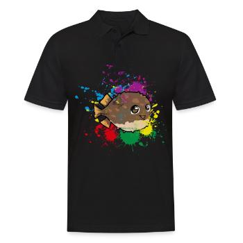 Farbiger Kugelfisch - Männer Poloshirt - Schwarz - Vorne - Kai (181cm)
