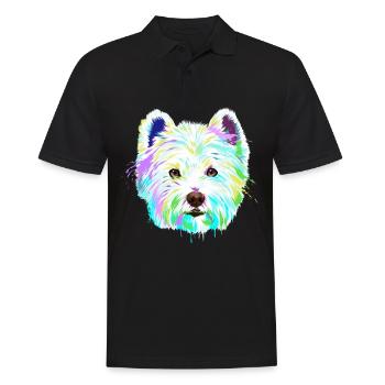 Splash West Highland White Terrier Dog - Men's Polo Shirt - black - Front - Kai (181cm)