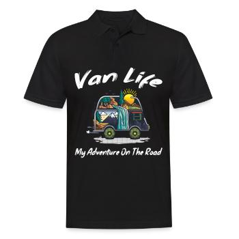 Van Life Mon aventure sur la route cadeau - Polo Homme - noir - Devant - Kai (181cm)