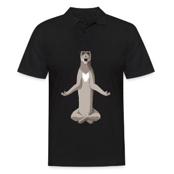 Chien de loup irlandais méditant - Polo Homme - noir - Devant - Kai (181cm)