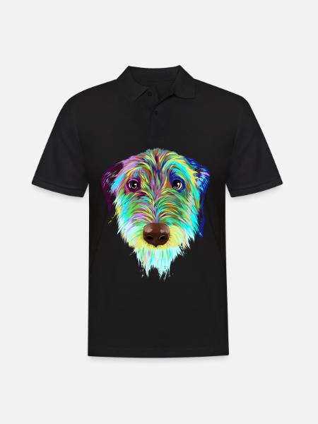 Splash Irish Wolfhound Dog - Men's Polo Shirt - black