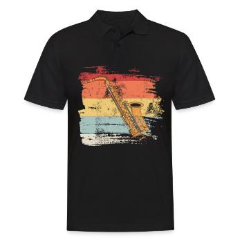 Retro Saxophon - Männer Poloshirt - Schwarz - Vorne - Kai (181cm)