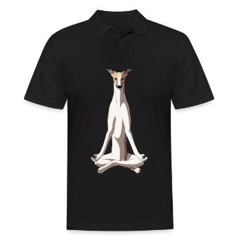 Chien whippet méditant - Polo Homme - noir - Devant - Kai (181cm)