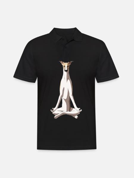 Meditating Whippet Dog - Men's Polo Shirt - black