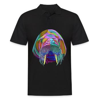Walross - Männer Poloshirt - Schwarz - Vorne - Kai (181cm)