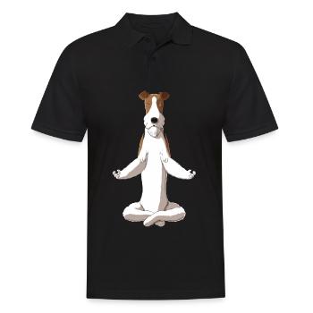 Meditierender Drahthaar Foxterrier Hund - Männer Poloshirt - Schwarz - Vorne - Kai (181cm)