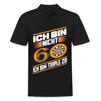 ICH BIN NICHT 60 ICH BIN TRIPLE 20 60. Geburtstag - Männer Poloshirt - Schwarz - Vorne - Kai (181cm)