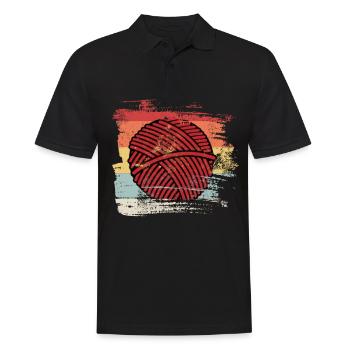 Retro Hobby Wolle - Männer Poloshirt - Schwarz - Vorne - Kai (181cm)