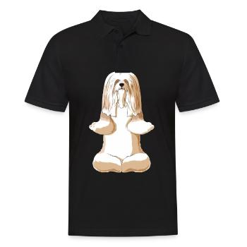 Meditierender Lhasa Apso Hund - Männer Poloshirt - Schwarz - Vorne - Kai (181cm)