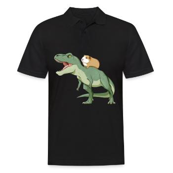T Rex und Meerschweinchen - Männer Poloshirt - Schwarz - Vorne - Kai (181cm)