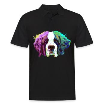 Splash Saint Bernard Dog - Men's Polo Shirt - black - Front - Kai (181cm)